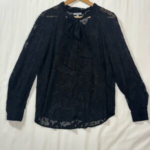 Nicola by EK Black Sheer Top Women's Sz M Whimsigoth 80s Dark Romantic Old Money